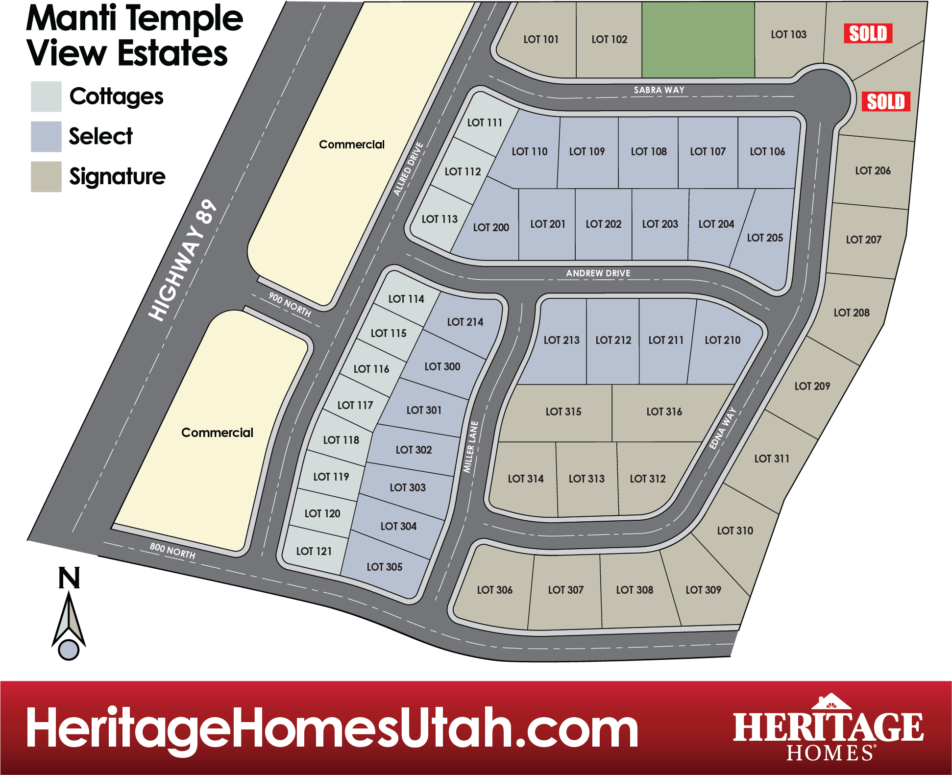 Manti Temple View Estates Plat Map by Heritage Homes